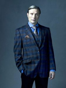Mads Mikkelsen in suit and tie as Dr Hannibal Lecter in the TV series Hannibal