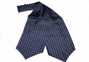 Navy blue with white polka dots Ascot cravat by Andrew's Ties
