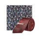 Mens Burgundy Tie With Clip And Ditsy Floral Pocket Square Set, BURGUNDY