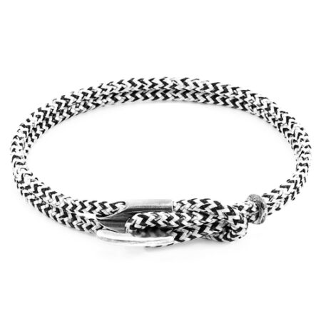 ANCHOR & CREW White Noir Padstow Silver And Rope Bracelet