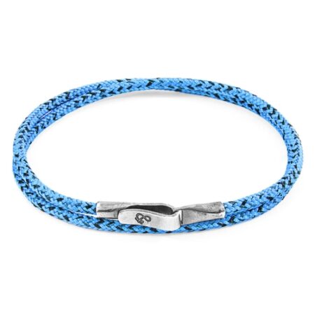 ANCHOR & CREW Blue Noir Liverpool Silver And Rope Bracelet