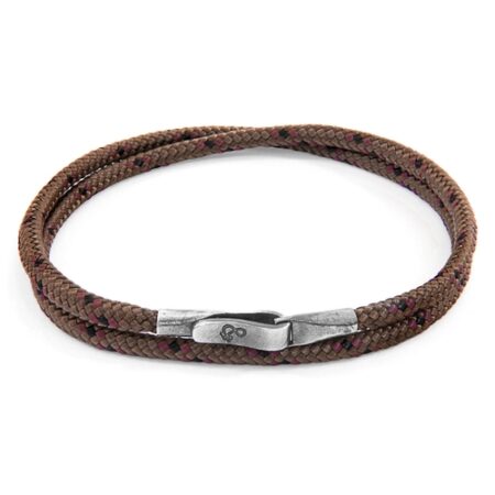 ANCHOR & CREW Brown Liverpool Silver And Rope Bracelet