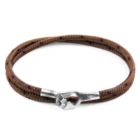 ANCHOR & CREW Brown Tenby Silver And Rope Bracelet