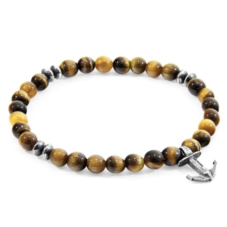 ANCHOR & CREW Brown Tigers Eye Starboard Silver And Stone Bracelet