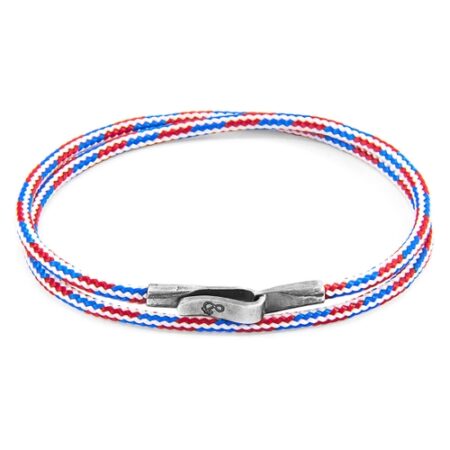 ANCHOR & CREW Project-rwb Red White And Blue Liverpool Silver And Rope Bracelet