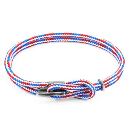 ANCHOR & CREW Project-rwb Red White And Blue Padstow Silver And Rope Bracelet