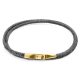 ANCHOR & CREW Shadow Grey Liverpool 9ct Yellow Gold And Stingray Leather Bracelet