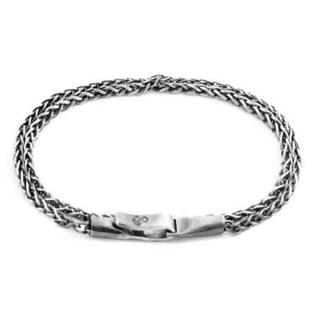 ANCHOR & CREW Staysail Double Sail Silver Chain Bracelet