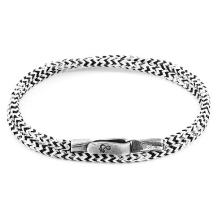 ANCHOR & CREW White Noir Liverpool Silver And Rope Bracelet