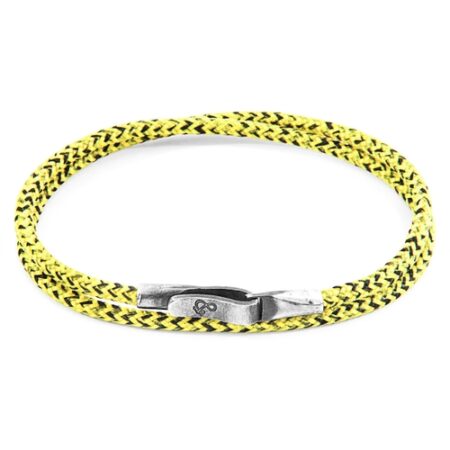 ANCHOR & CREW Yellow Noir Liverpool Silver And Rope Bracelet