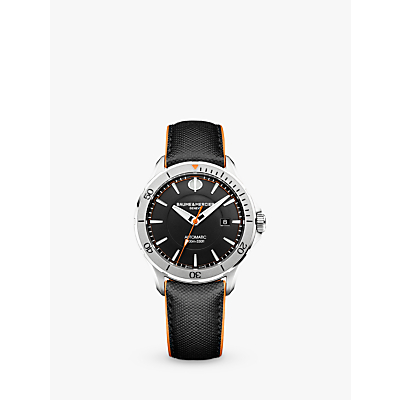 Baume et Mercier M0A10338 Men's Clifton Club Leather Strap Watch, Black