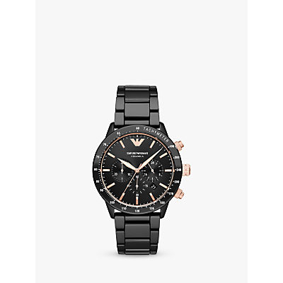 Emporio Armani AR70002 Men's Chronograph Date Ceramic Bracelet Strap Watch, Black