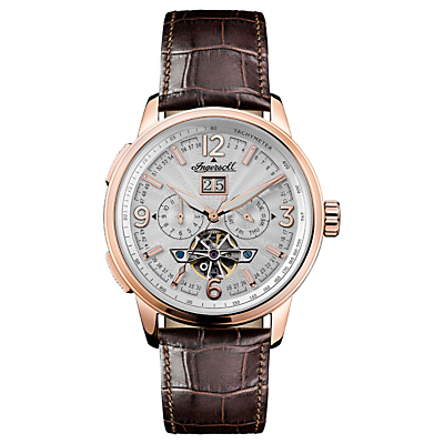 Ingersoll Men's The Regent Automatic Chronograph Date Heartbeat Leather Strap Watch