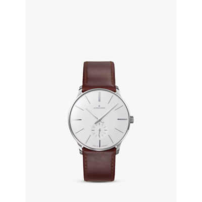 Junghans 027/3200.00 Men's Meister Manual Leather Strap Watch, Brown/Grey