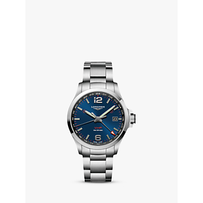 Longines L37284966 Men's Conquest VHP Date Bracelet Strap Watch, Silver/Blue