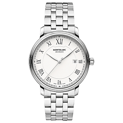 Montblanc 112610 Men's Tradition Automatic Date Bracelet Strap Watch, Silver/White