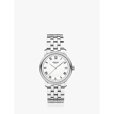 Montblanc 124783 Unisex Tradition Automatic Date Bracelet Strap Watch, Silver/White