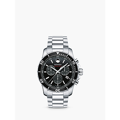Movado 2600142 Men's Series 800 Date Chronograph Bracelet Strap Watch, Silver/Black