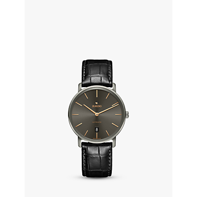 Rado R14067156 Men's Diamaster Date Automatic Leather Strap Watch, Black/Grey
