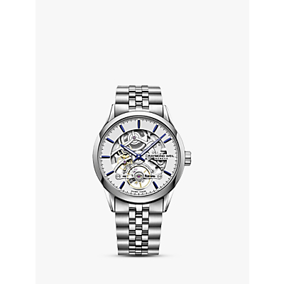 Raymond Weil 2785-ST-65001 Men's Freelancer Automatic Skeleton Bracelet Strap Watch, Silver